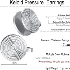 Pressure earrings for swelling, stainless steel, black color, spiral, cartilage, ear fist, not piercing, golden color 12 Main Sales Earring Pressure - №10