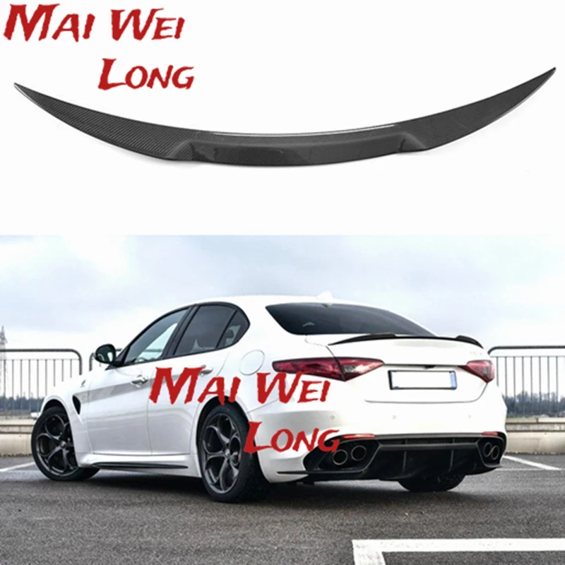 

For Alfa Romeo Giulia Spoiler Carbon Fiber Rear Trunk Spoiler Black Finish Quadrifoglio Verde QV Style 2015 - UP