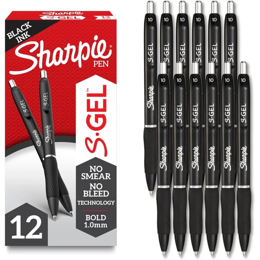 SGel Drawing Pens Writing Ink For Journaling Coloring Bold Point 1.0Mm Black Ink 12 Count