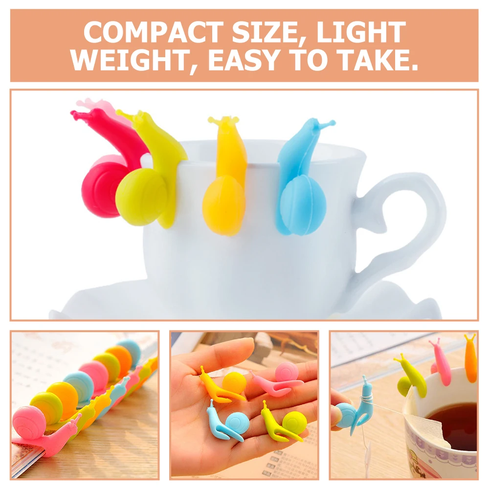 

10 Pcs Tea Bags Holder Snail Shaped Silicone Clips Cup Identifier Compact Size Tea Mug Decor Party Supplies