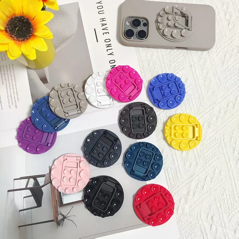 Universal Round Double Sided Sucking Disc ผู้ถือโทรศัพท์ขาตั้งโทรศัพท์มือถือซิลิโคนดูดถ้วยโทรศัพท์ Mount สําหรับผนังกระจก