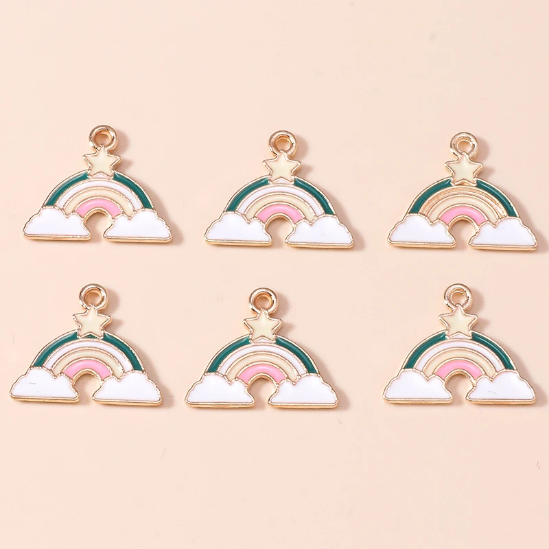 20 Stück 18x15mm Niedliche Emaille-Stern-Regenbogen-Anhänger für die Herstellung von Ohrringen, Halsketten, Armbändern, DIY-Bastelarbeiten und Schmuckzubehör – Detail 2