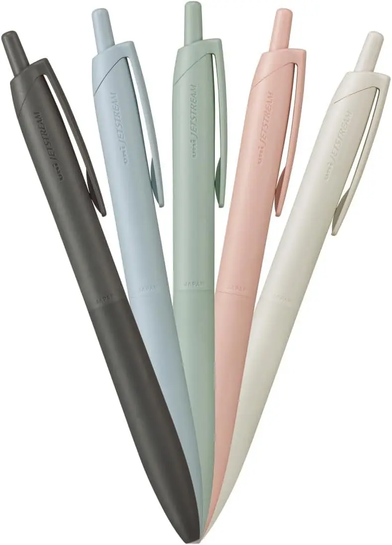 

5 Pack Oil Based Ballpoint Pens, 0.5mm, Smooth Writing, Light Touch Ink, Mix Colors