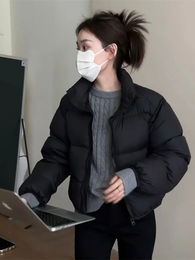 

Faionable ort Puffer Jaet Women's Winter Coat Bread Sle Loose Fit Korean Version Kentu Windbreaker Cotton Clothes