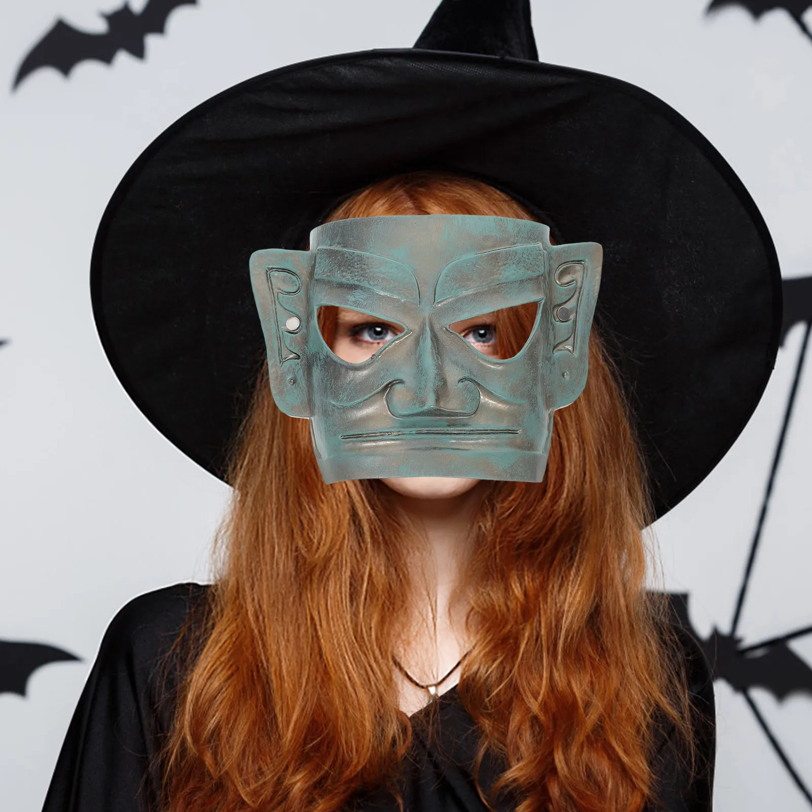 

Retro Sanxingdui Full Face Mask Vintage Ancient Chinese Cultural Party Halloween Cosplay Costume Steampunk Punk Masquerade