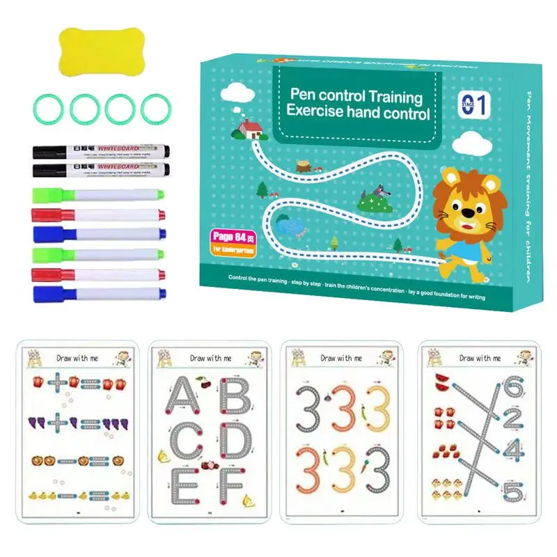 

Kids Tracing Book Learning & Educational Reusable Toddler Preschool Notebook Tracing Handwriting Workbook For Kids Writing Skill