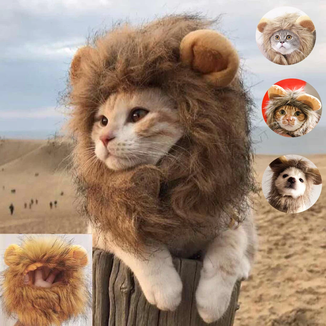 Cute Lion Headgear Cat Hat Mane Wig for Dogs and Cat Small Dog Pet Cat Decor Accessories Lion Wig Fancy Hair Cap Pet Supplies