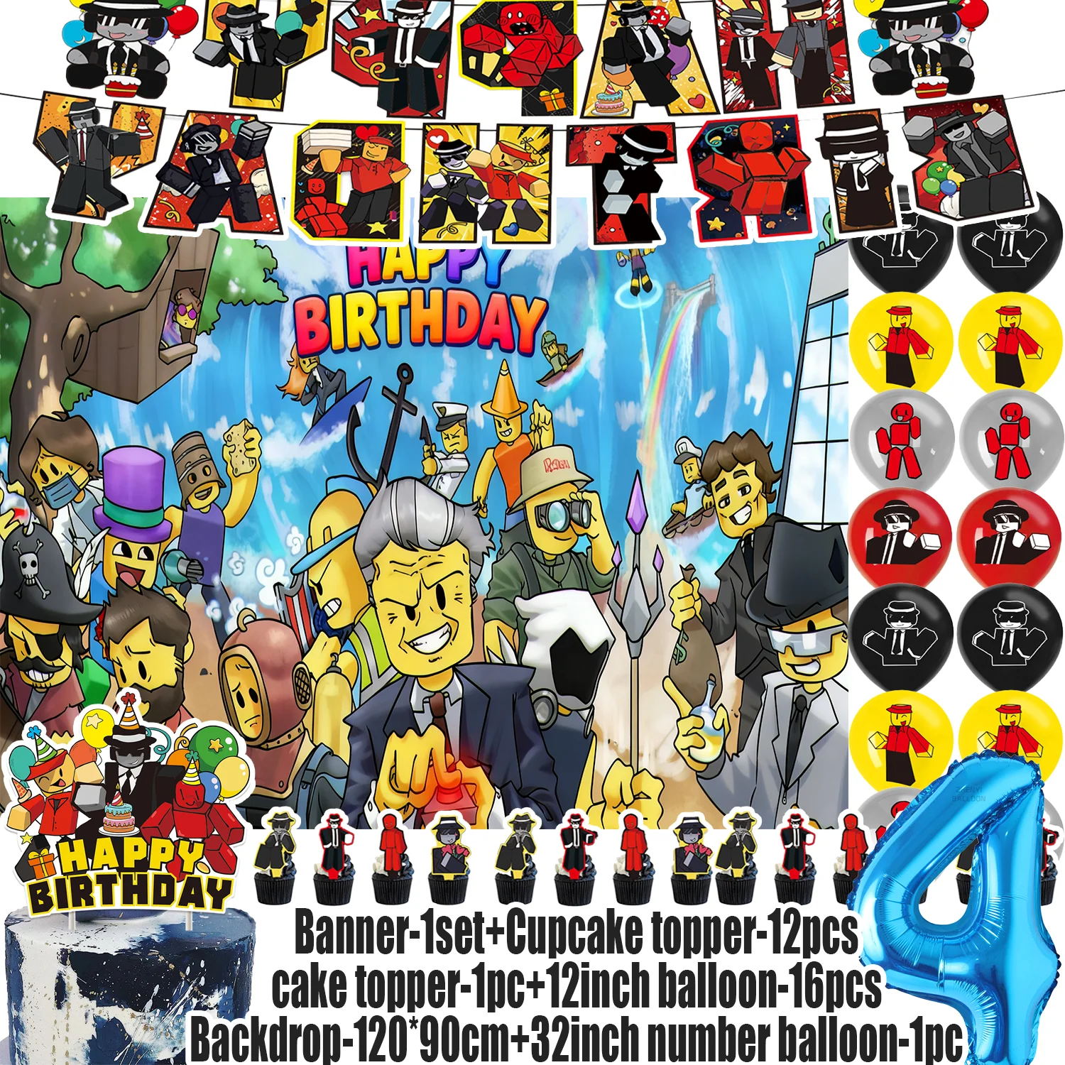 Forsakens&Chance&Game-Thema, Kindergeburtstag, Partyzubehör, Zahlenballon, Cupcake-Topper, Banner, Hintergrund, Babyparty, Geschenke, Requisiten – Detail 5