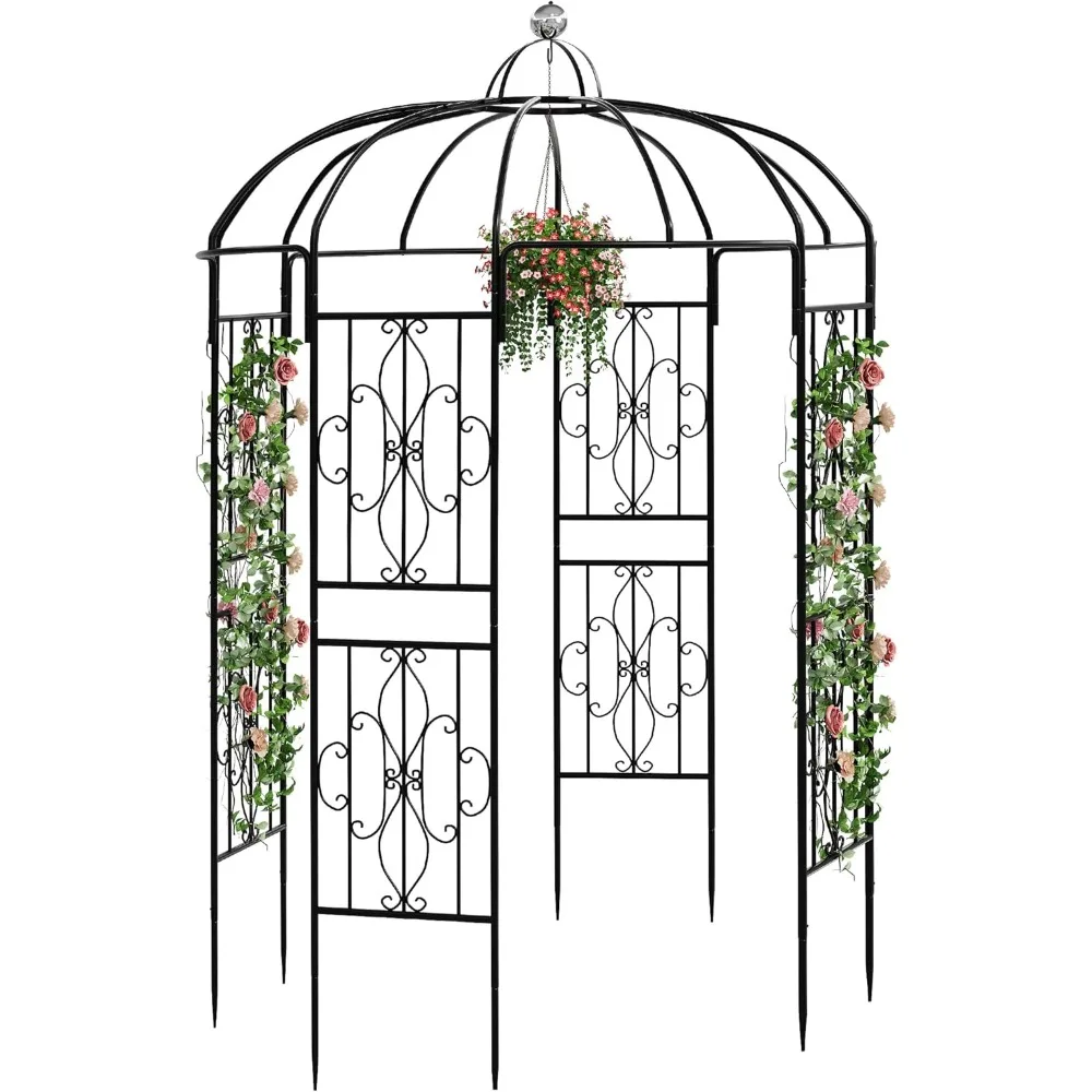 

9.8' H Birdcage Shape Garden Arch Arbor, Metal Pergola for Climbing Plants Outdoor for Patio, Lawn, Backyard, Wedding Arches fo