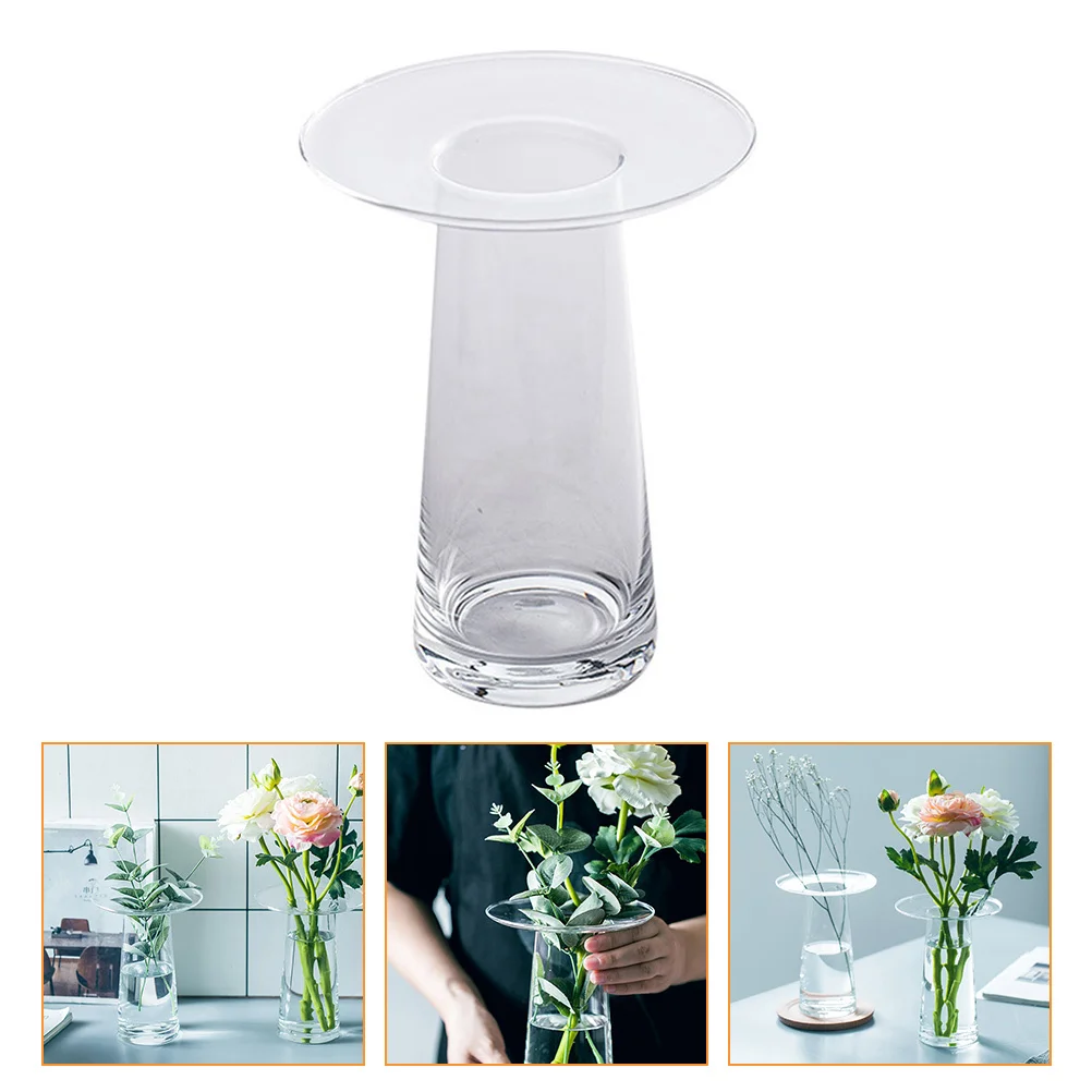 1Pcs Glass Vase Transparent Flower Arrangement Holder for Home Office Decor Simple Artistic Design Fresh Flower Vase