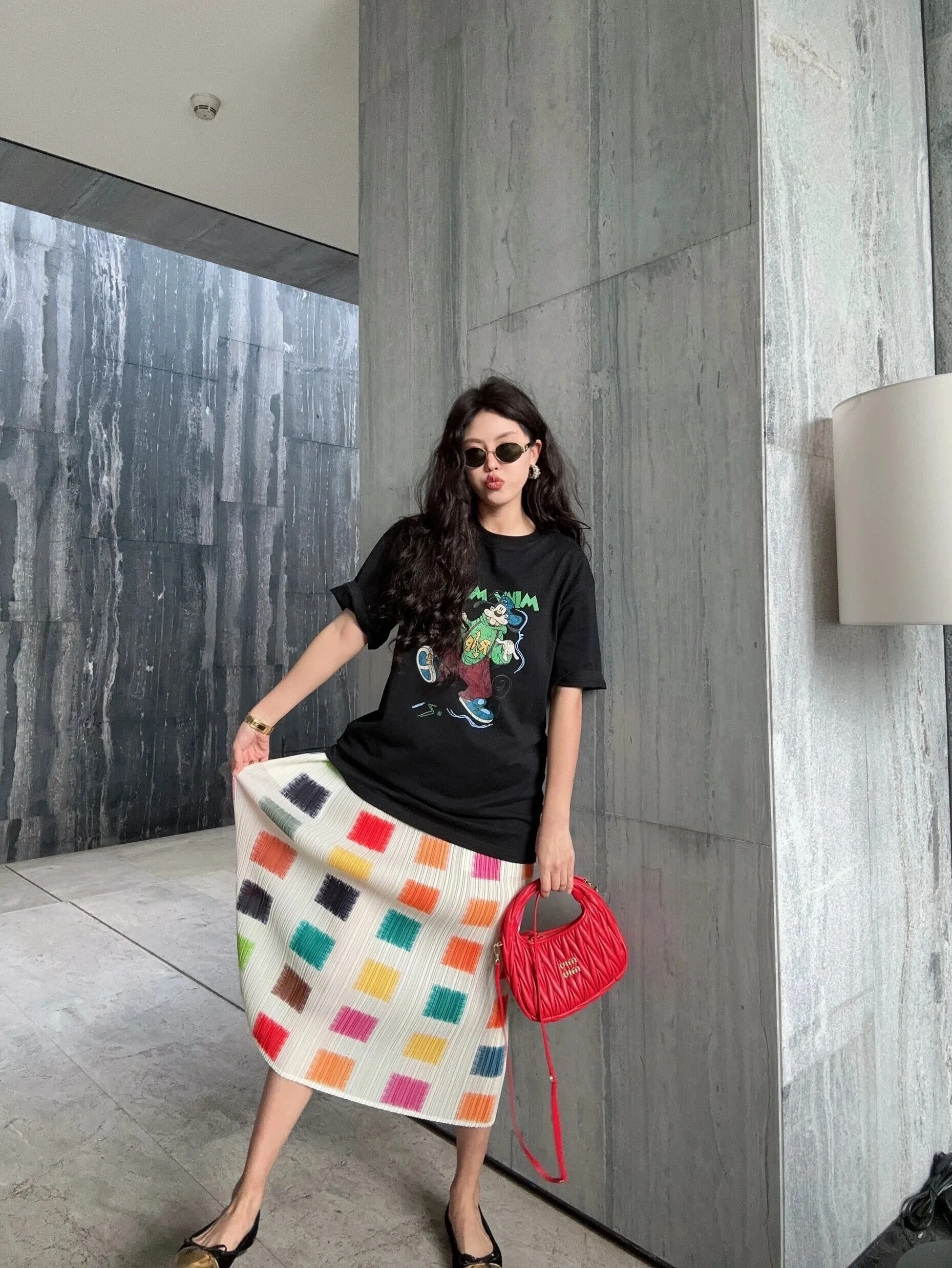 High Waist Pleated Skirt Women's Loose Printed Half-length Country Floral Design Citywalk Casual Travel Shopping A-Line Skirt