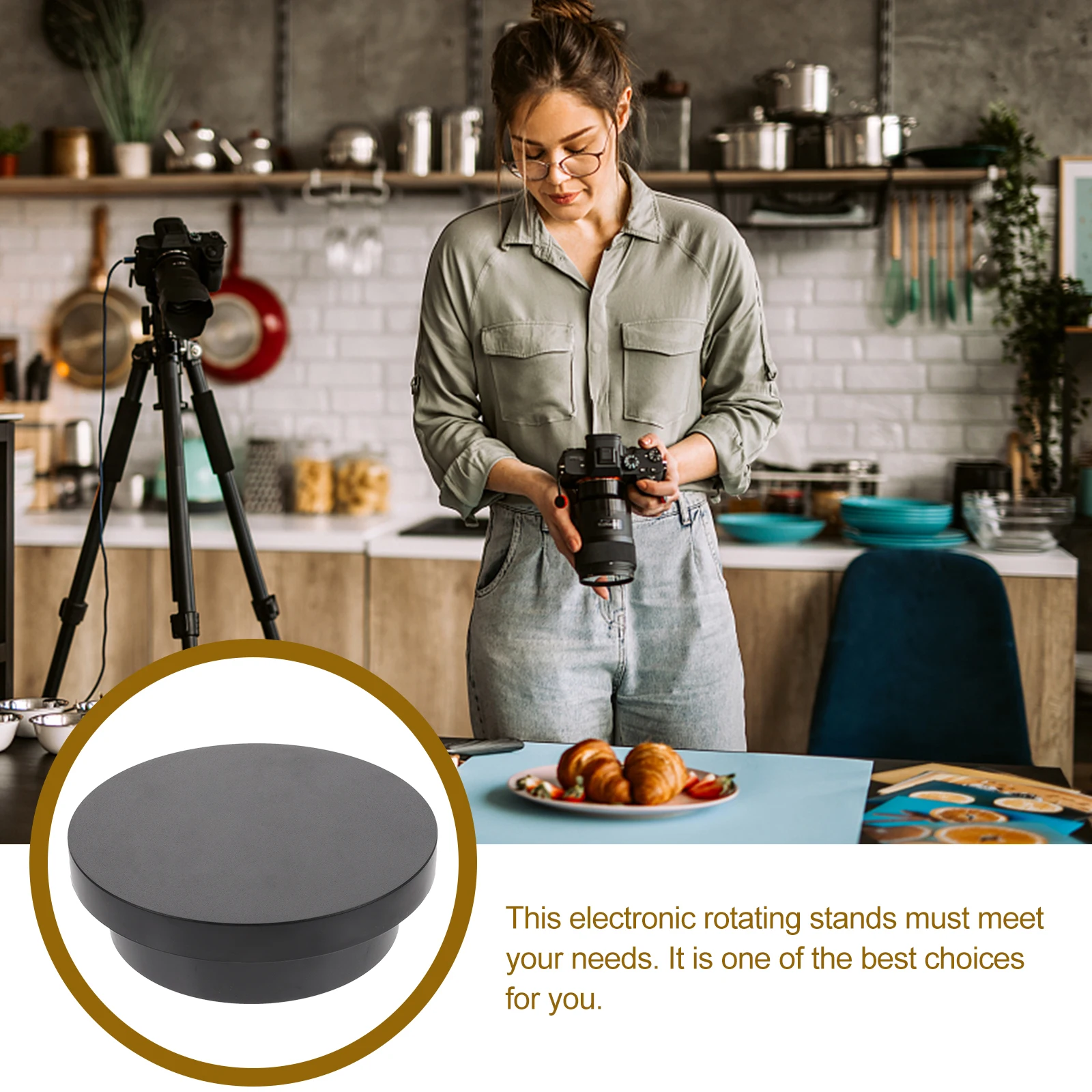 

Rotating Display Stand 14cm PVC Turntable Jewelry Photography Tool 30s Automatic Shoot Black 25kg Capacity Stones Crafts