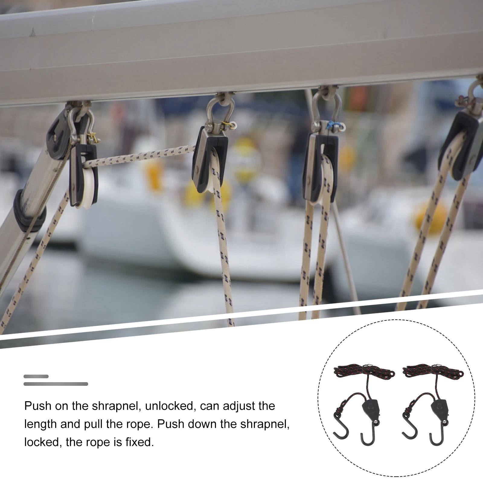 

2Pcs Adjustable Pulley Rope Tie Down Straps Heavy Duty Kayak Canoe Boat Bow Stern Ratchet Lock Ratchet Straps Boat Tie Downs