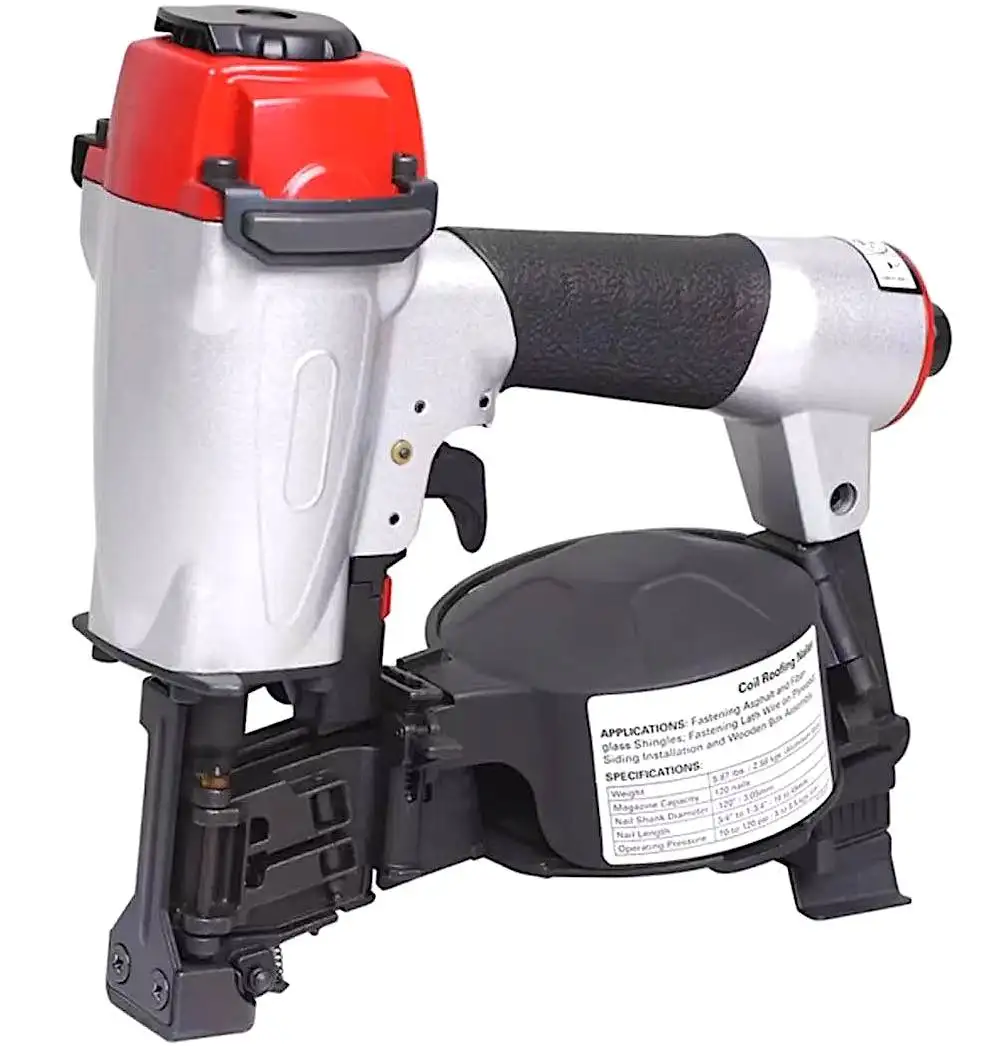 TY80345 Coil Roofing Nailer built for all types of asphalt shingles and tar paper 15 degree shoots 0.120