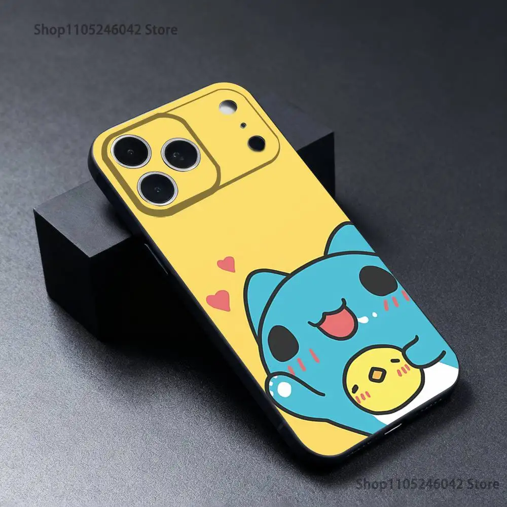 Capa de telefone fofa B-Bugcat Capoo para iPhone 17,16,15,14,13,12,11,Pro,XS,Max,XR,Plus,E,SE4,Mini capa macia preta