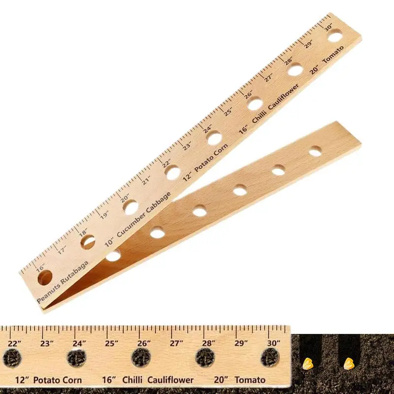 Garden Planter Ruler Plant Spacer Folding Ruler Garden Tools Wooden Interval Ruler Seeder Tool Spacer Planter Tool for Precise