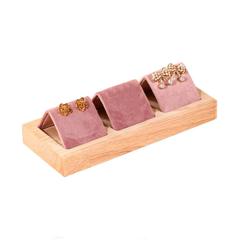 Fashionable 3 Pairs Of Earring Display Tray Solid Wooden Tray Mall Counter Women\'S Exquisite Jewelry Tray