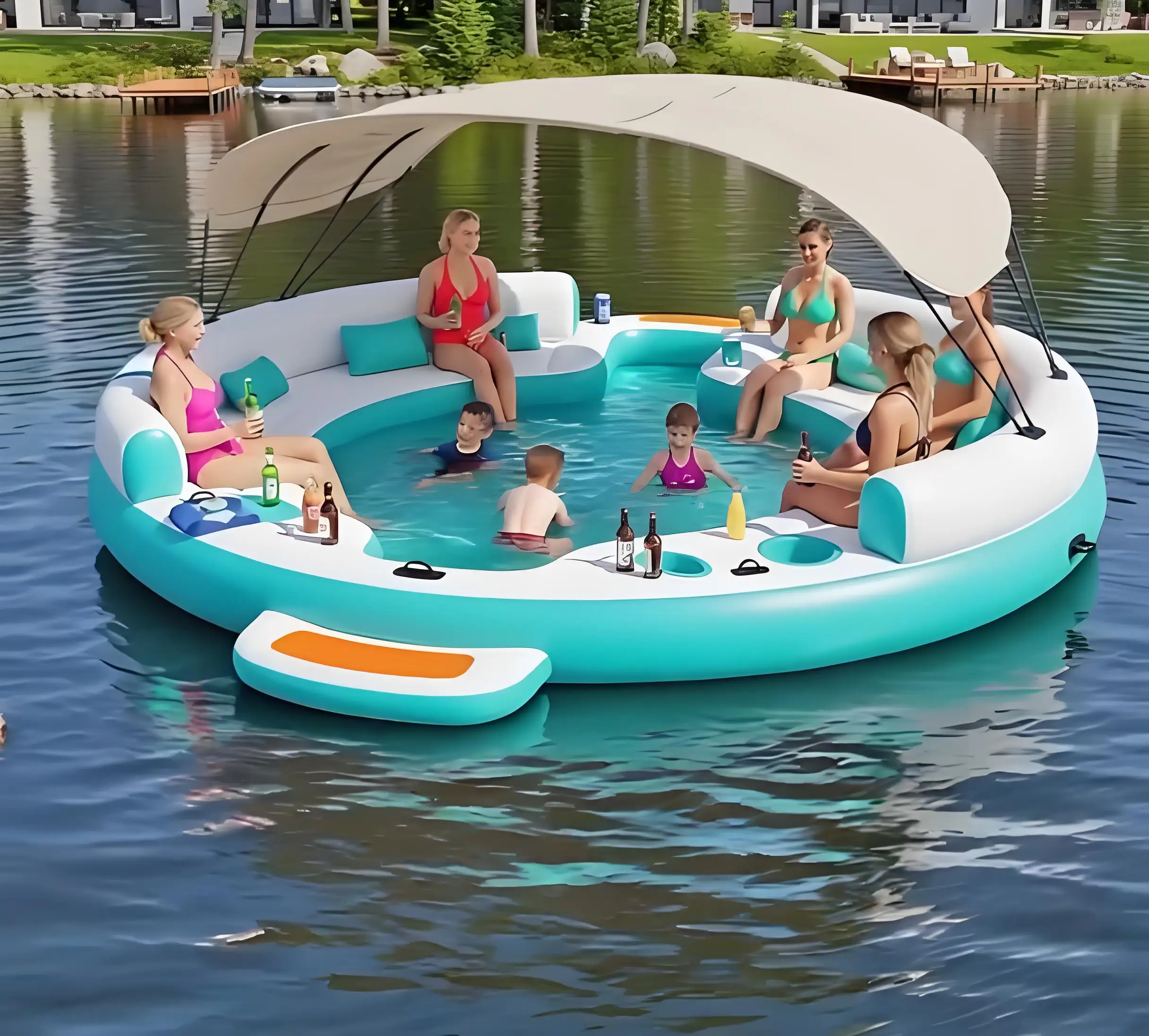 대형 호수용 풍선 플로팅 아일랜드, 다인용 파티 재미