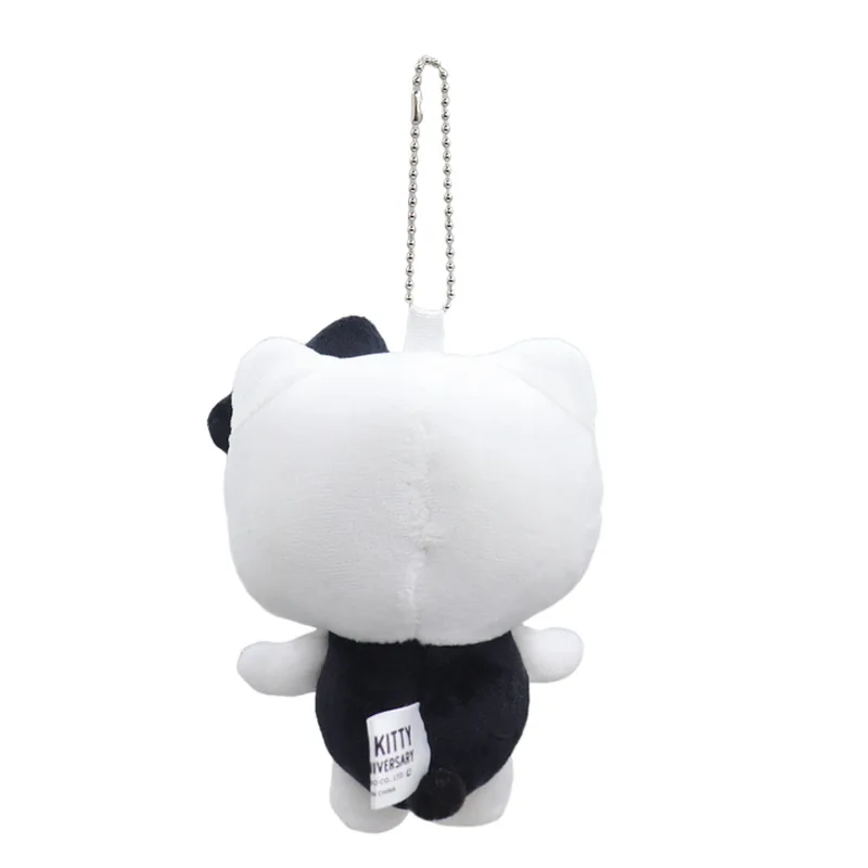 Sanrio Hello Kitty 50 aniversario juguete de peluche blanco y negro, mochila de dibujos animados, decoración linda, muñeca de corazón, colgante, regalos de vacaciones