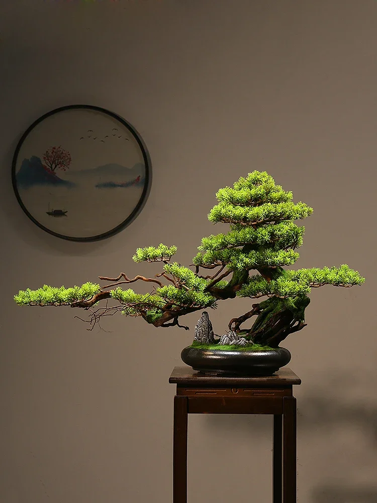 Simulation welcome pine bonsai decoration living room porch cabinet home decoration Chinese tea table room hotel micro landscape
