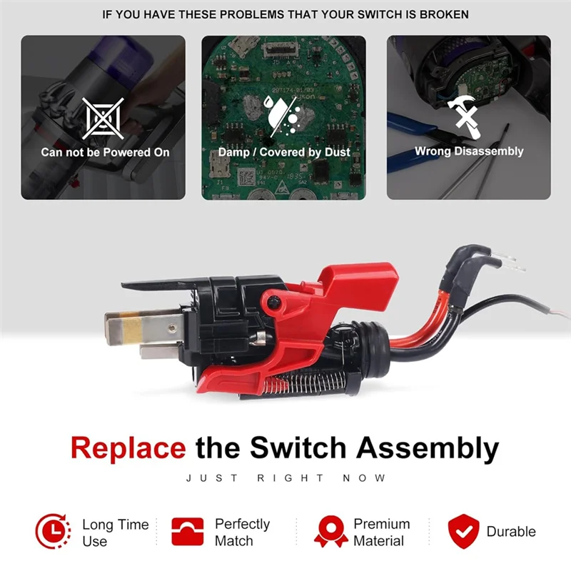 para dyson v15 sv22, v11 sv15 sv28 conjunto de interruptor de gatilho clique-in tipo peça de substituição para versão aspirador de pó po