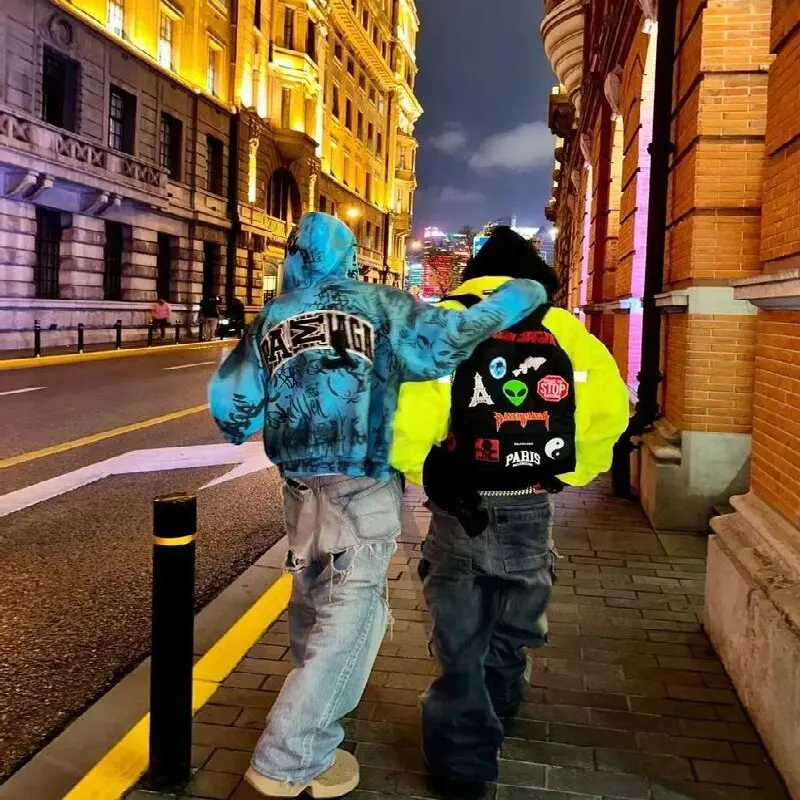 

Рюкзак 22SS Explorer с вышивкой логотипа Alien и граффити-аппликациями, уличный стиль, повседневный, для путешествий, для подростков и молодых любителей моды