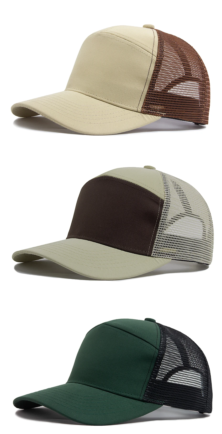 Sommer 7-Panel-Baseballmütze, modische Hip-Hop-Mesh-Kappen, Herren, Trucker-Mütze, Visier, Hardtop, Snapback, Damen, Unisex, coole neue Marke – Detail 6