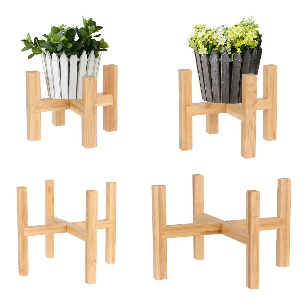 Bamboo Indoor Outdoor Home Decoration Floor-Standing Bonsai Display Stand Wood Flowerpot Holder Flower Pot Base