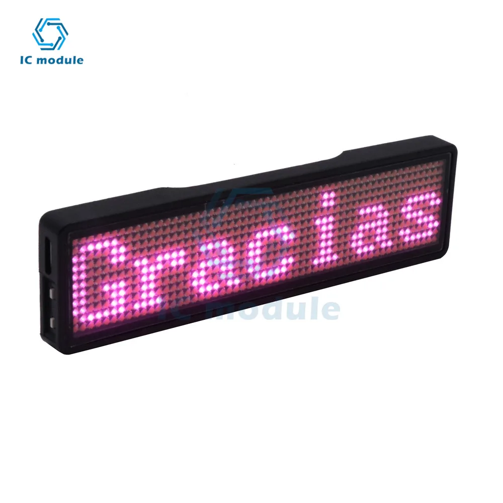 Mini LED Digital Display Rechargeable Programmable Name Badge 15 Display Languages Durable Scrolling Led Tag Sign Badge Module