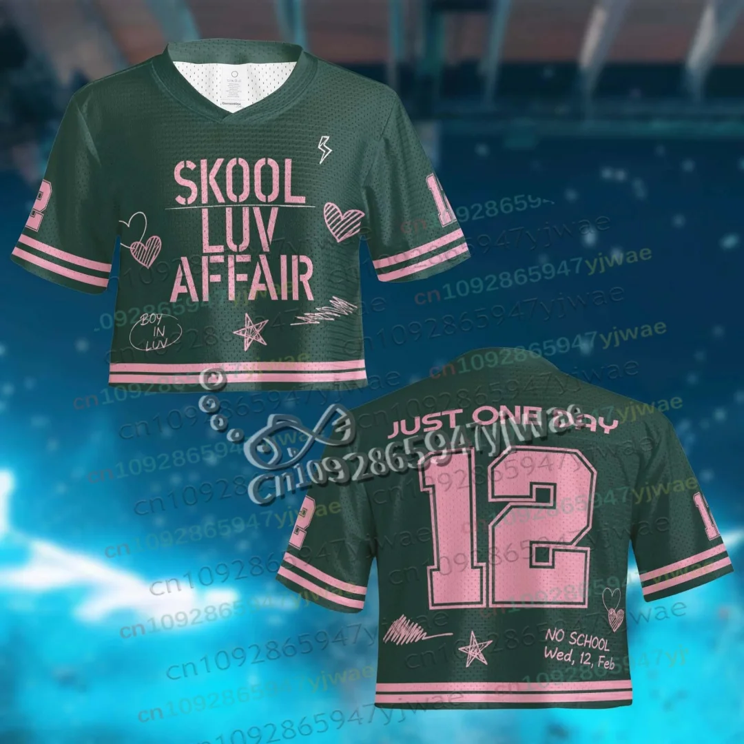 Damen Cheerleader Football Trikot Skool Luv Affair World Tour 2026 K-Pop Geschenk für Fans Sommer Herren Damen Crop Top T-Shirts – Detail 7