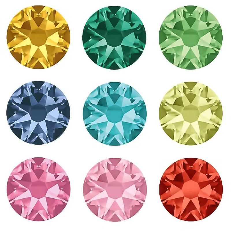 Diamantes de imitación de 8 caras grandes y 8 pequeñas, diamantes de imitación de calidad 5A, 2088 de corte, parte posterior plana sin fijación