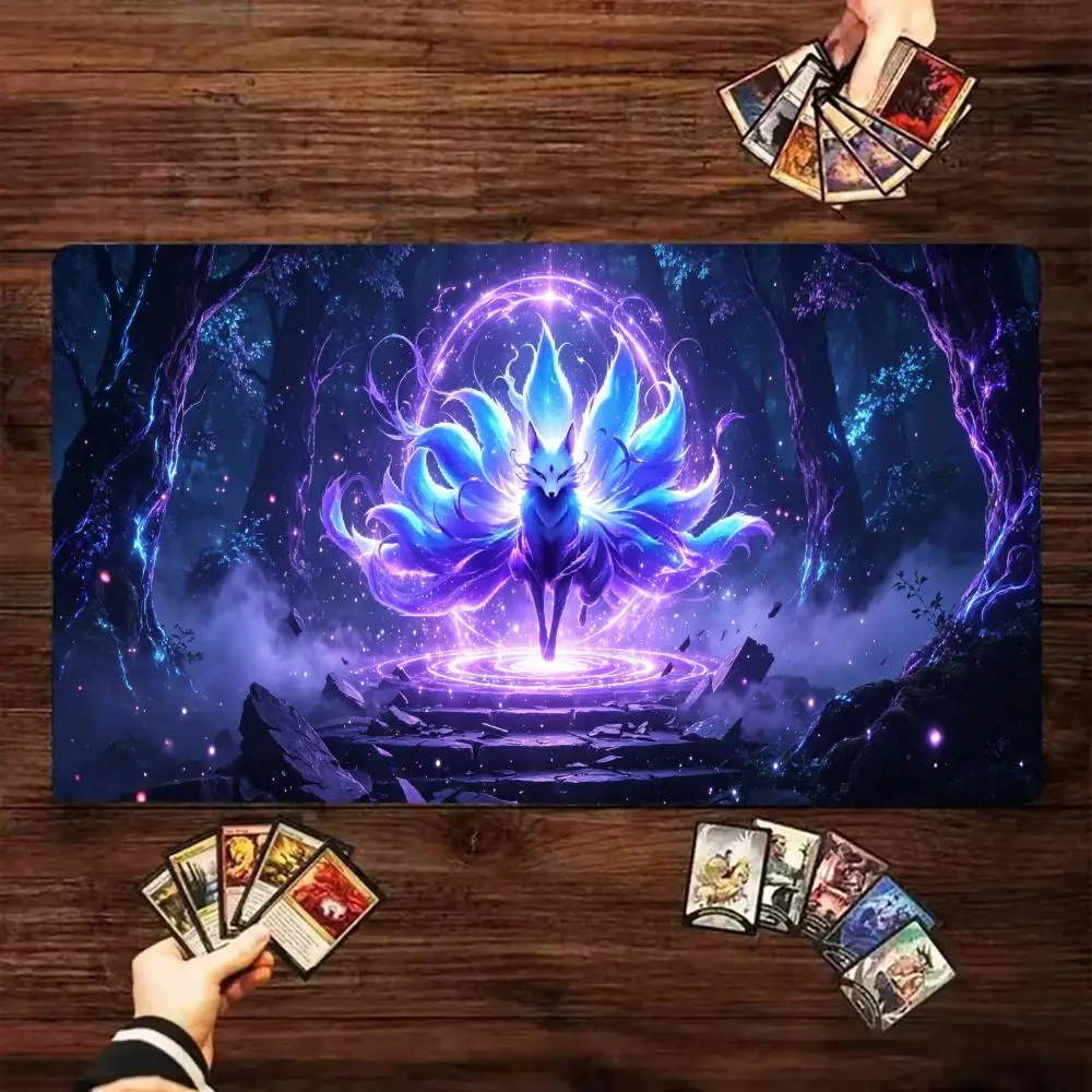 Large Gaming Mouse Pad Fantasy  Fox  Forest Pattern Non-Slip Rubber Desk Mat  Playmat for Card Game Office