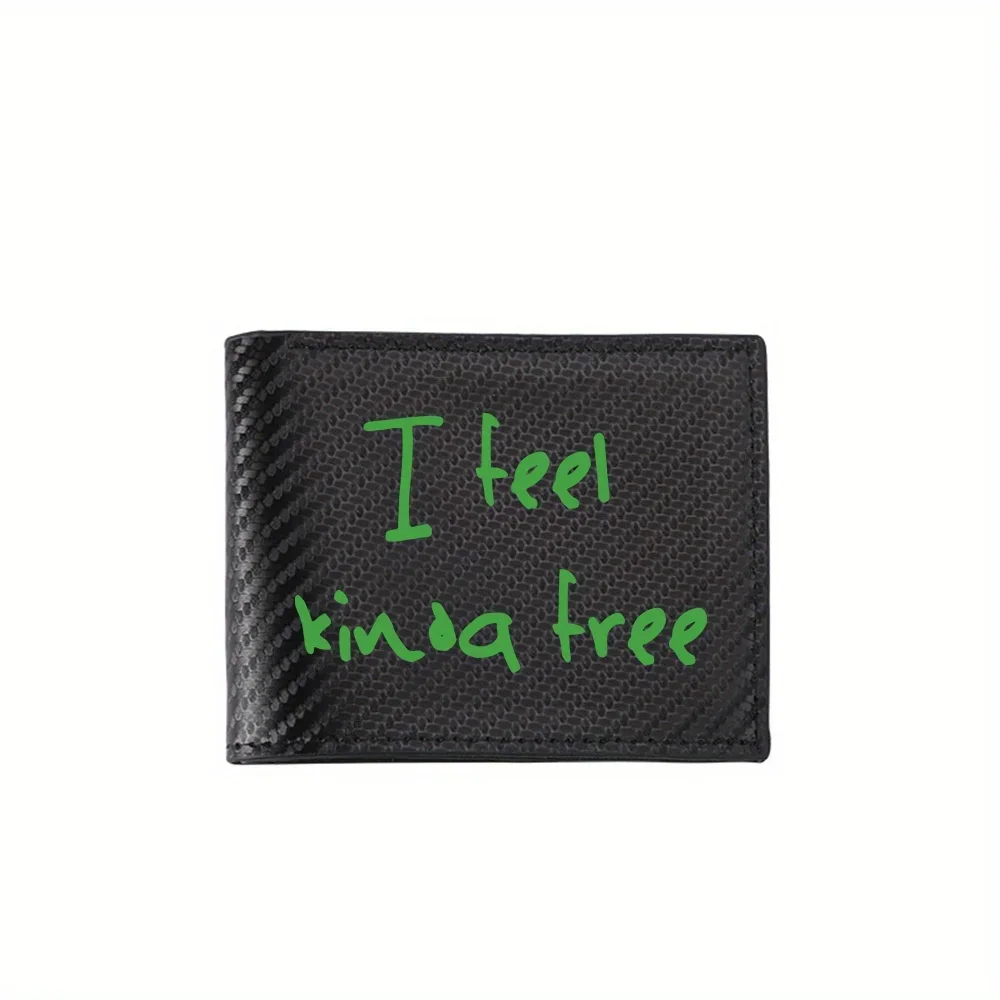 I feel kinda free green text Men's Wallets Simple Business Modern Stylish Printing Design Gifts For Father Boyfriend Christmas L