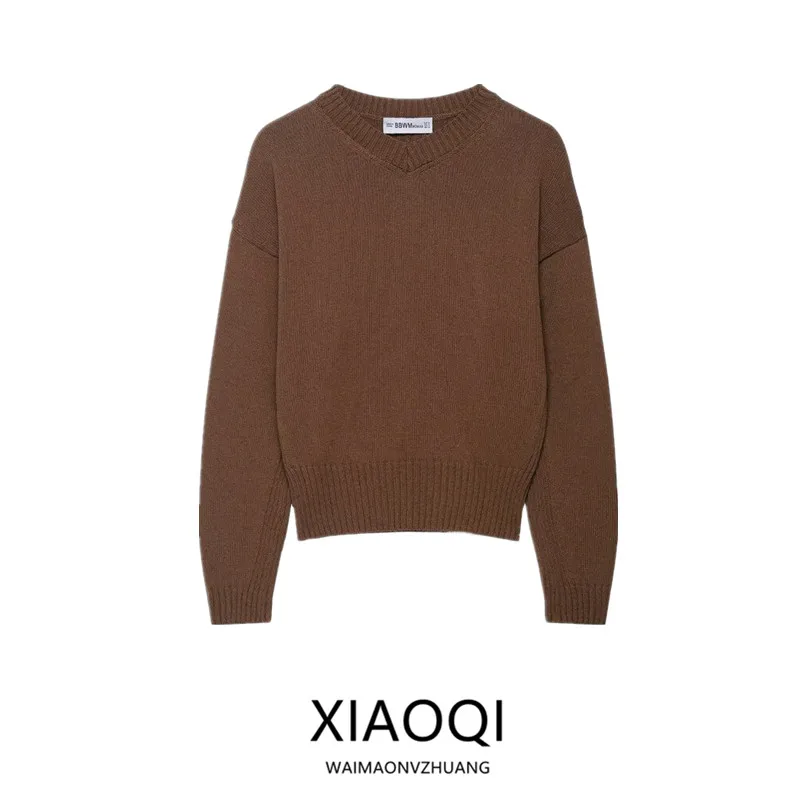 

2025 Autumn New Arrival Women's Knitwear Long Sve V-Ne Slimming Commute Versatile Faion European Sle 67740