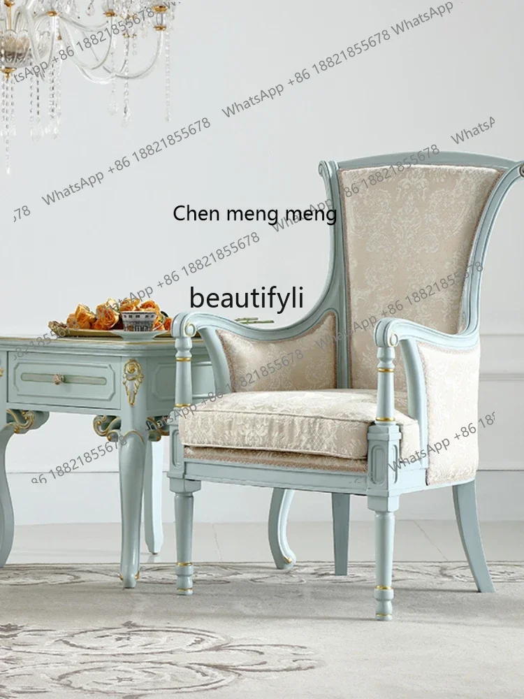 

ss7304 Pastoral Style European-Style Small Apartment Home Living Room Leisure Single Sofa Fabric Solid Wood Chair