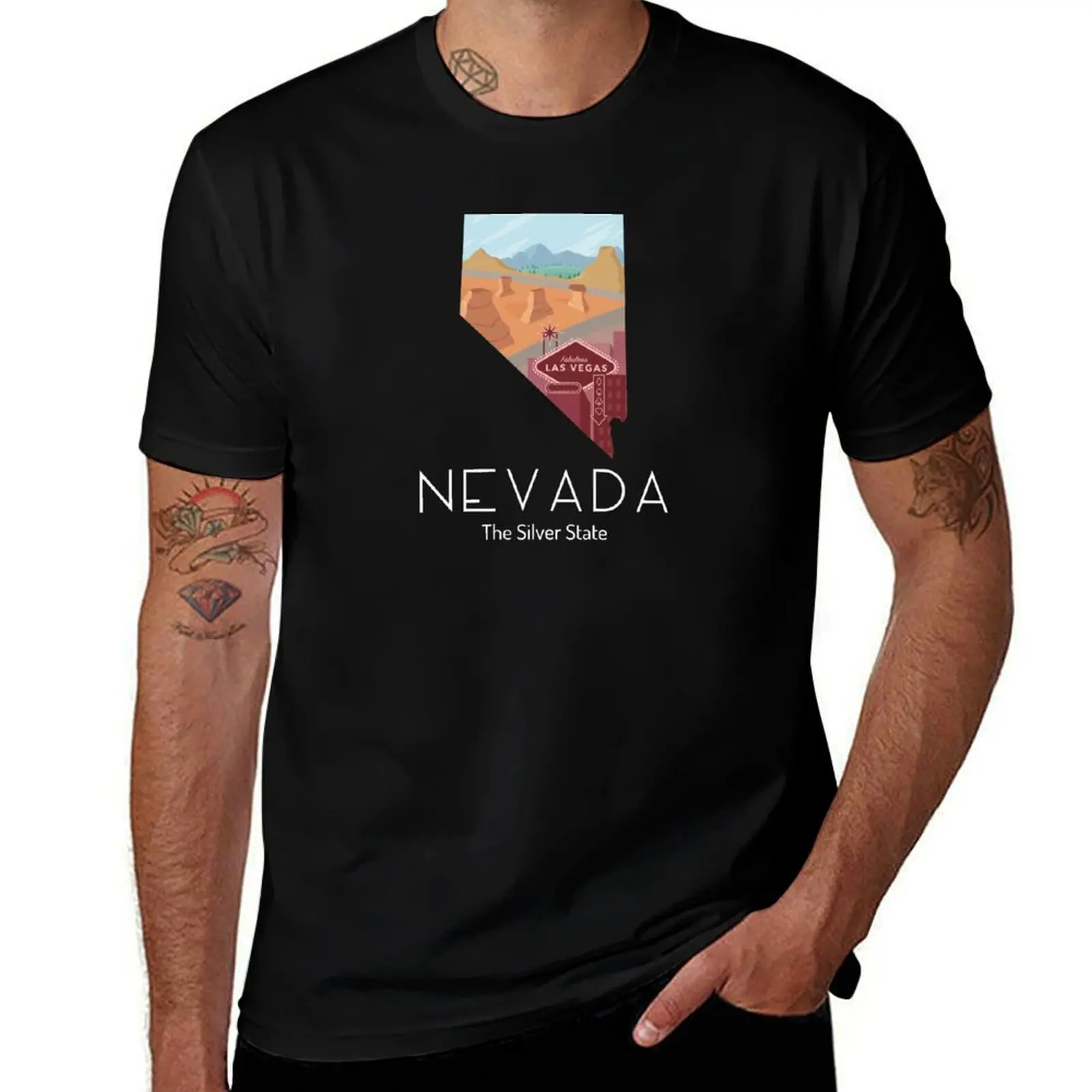 

Nevada Proud State Motto The Silver State print T-Shirt t shirt men 100% cotton luxury brand t shirts with prints T-shirt