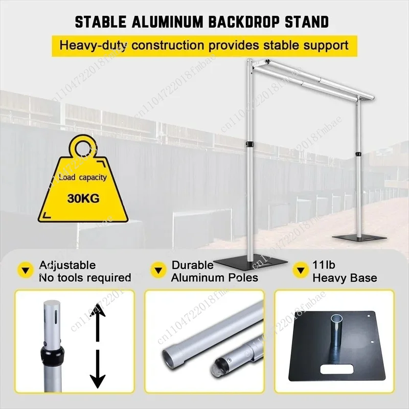 Adjustable Advertising Display Stand 10X 10ft Wedding Square Arch Prop Gauze Background Frame Aluminum Alloy Double Rod Bracket