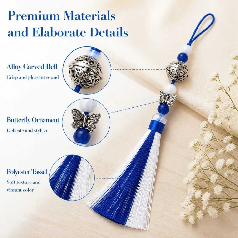 2 Pcs 2 Pcs Set Bell Tassel Pendant 12.5cm Tassel Length 25cm Total Length Tassel Bookmark Ornament Alloy Material