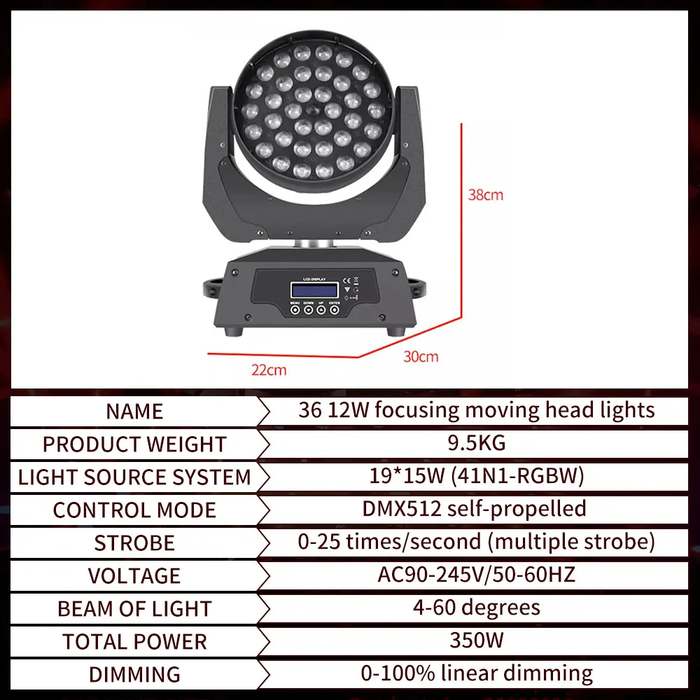 36x18W Zoom Wash Moving Head Lighting 6in1 RGBWAUV With DMX 512 Control Professional Stage DJ Lights For Disco Nightclub Wedding