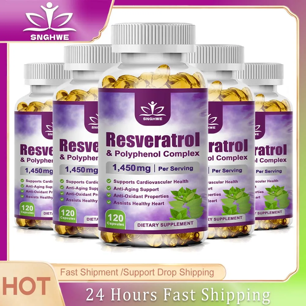 Resveratrol Capsules-Antioxidant Supplement - Support Circulatory Health and Overall Wellness-Supports Healthy Aging-Smooth Skin