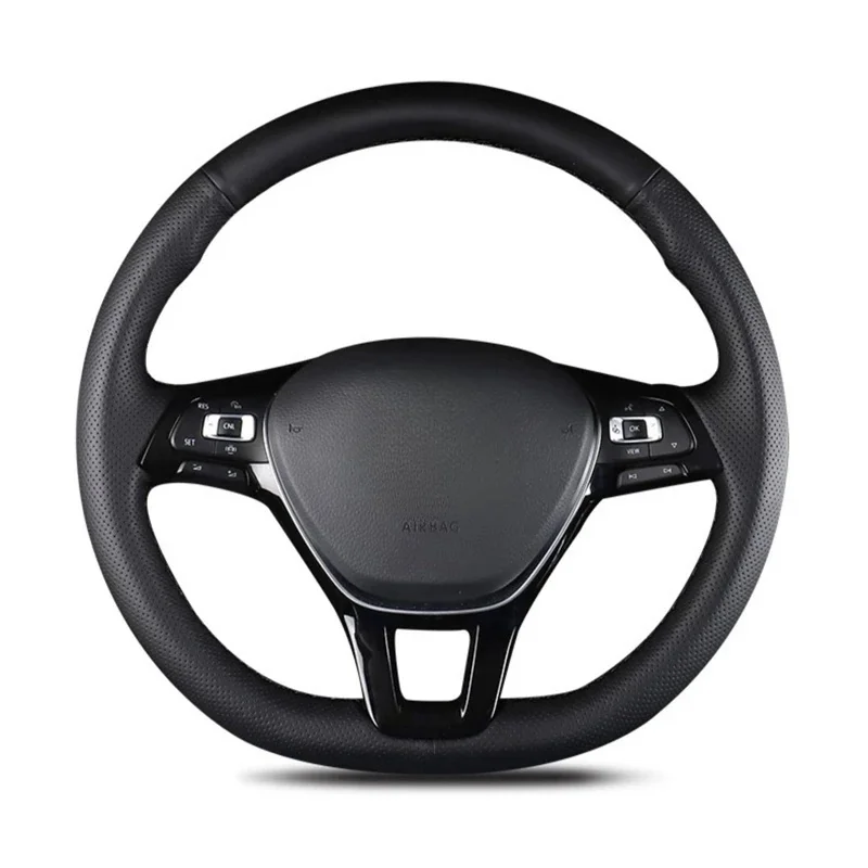 DIY Black Breathable And Wear-resistant Faux Leather Steering Wheel Cover For Volkswagen VW Golf 7 Mk7 New Polo Jetta Passat B8