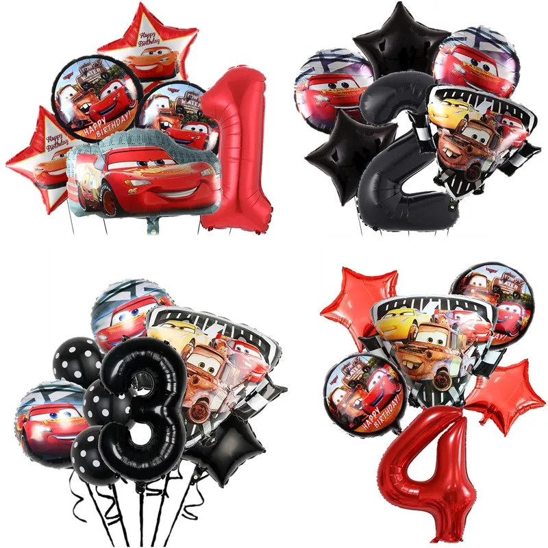 6-8pcs/set Disney Cars Kids Happy Birthday Party Balloons Decorations Boys Girls Lightning McQueen Aluminum Foil Party Supplies