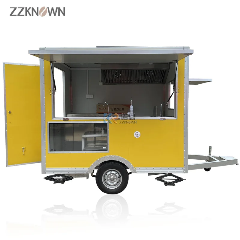 Longo Trailer Cozinha Totalmente Equipada Comida, Mobile Street Fast Food Truck, Catering Concessão Carrinho de Café, Quiosque de Sorvete, 2.4m