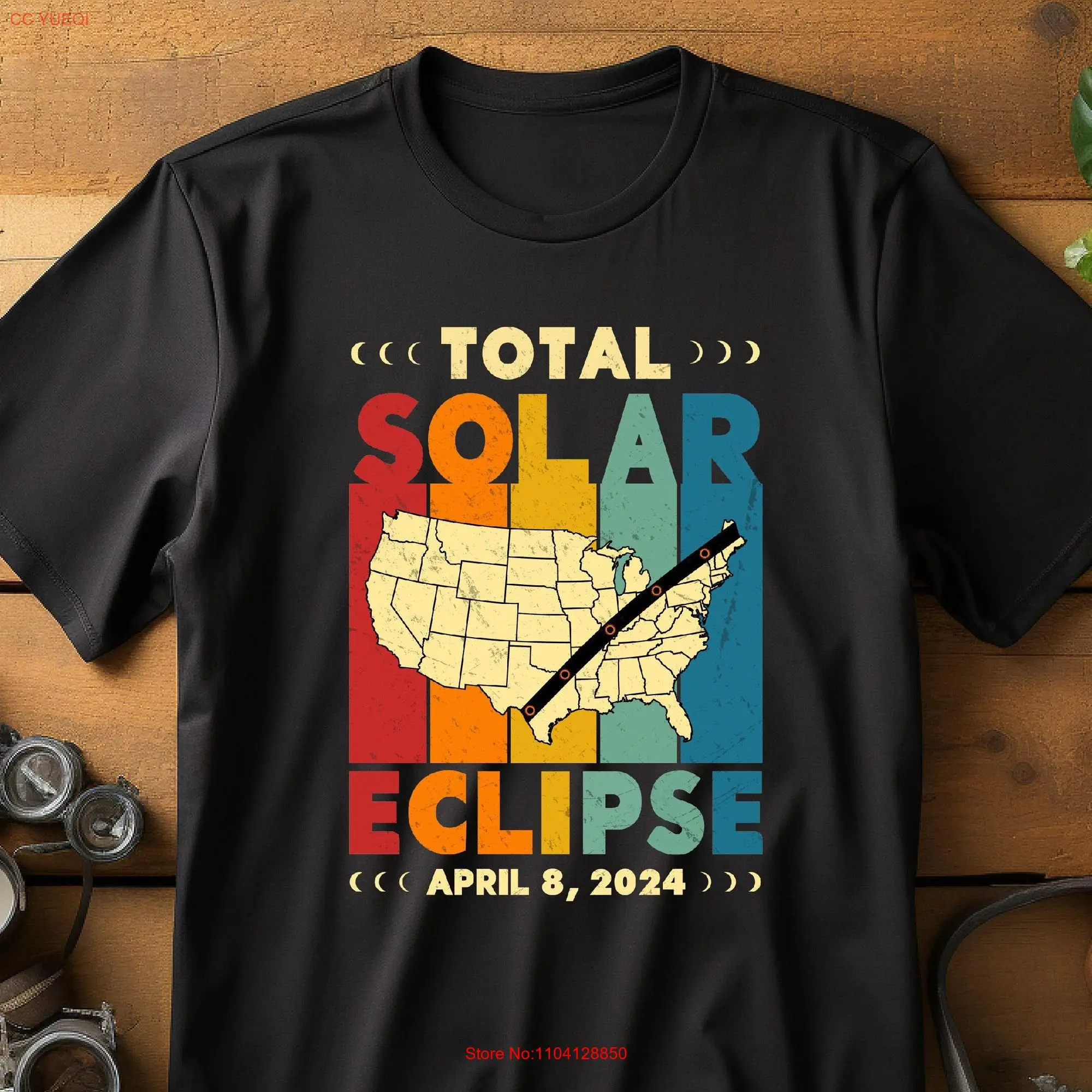 Camiseta Vintage Total Solar Eclipse 4 8 2024 Friends Group Event Souvenir astrología amante América manga larga o corta