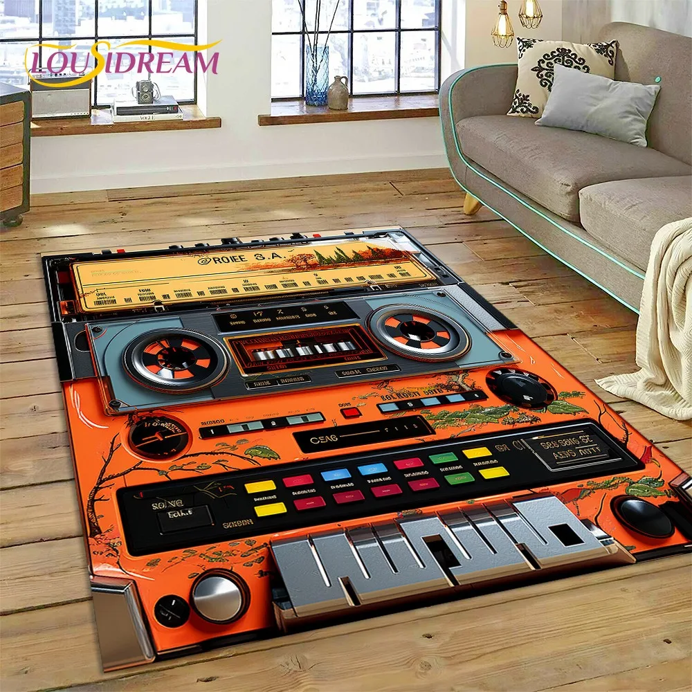 3D Retro Music Cassette Tape Retro Recorder CD Instrument Carpet Rug for Bedroom Living Room Home Decoration Decor Floor Mat