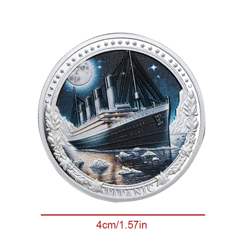 Titanic Color Printing Commemorative Metal Coin Art Challenge Souvenir Coins Collectible Physical Fans Collection Gift