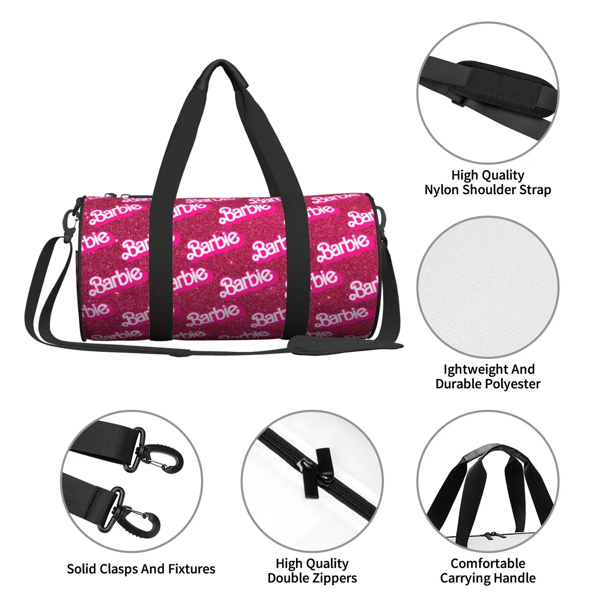 Sacs de sport durables pour femmes Barbie, sac de sport rose, sac à dos imperméable, yoga, fitness, sports de plein air, voyage de nuit