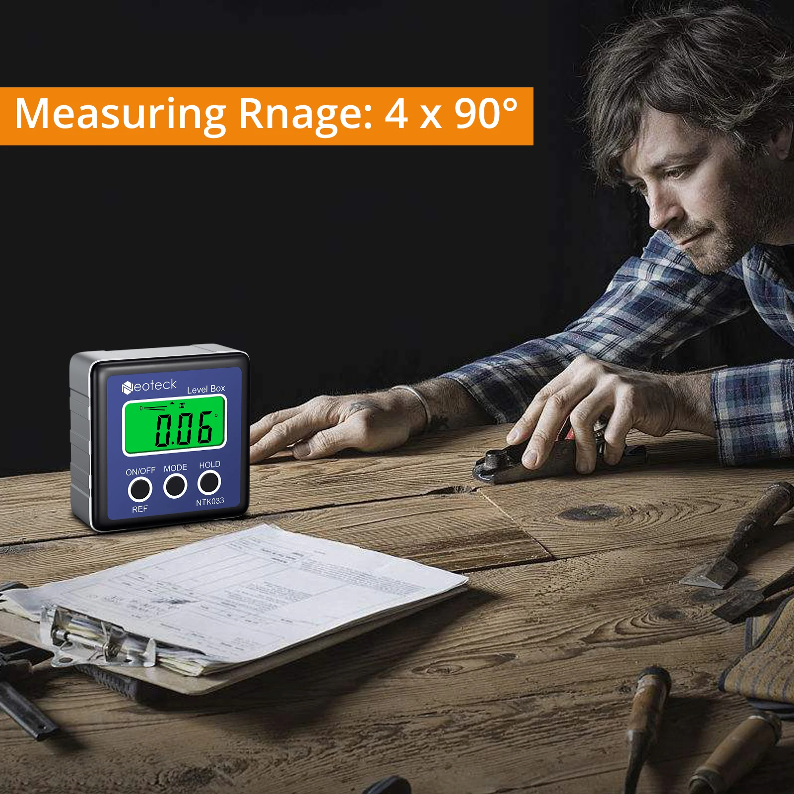 Imagem -04 - Precisão Digital Level Box Ferramenta de Medição Medidor de Ângulo 4x90 ° Transferidor Lcd Base Magnética Inclinômetro Tester Tool