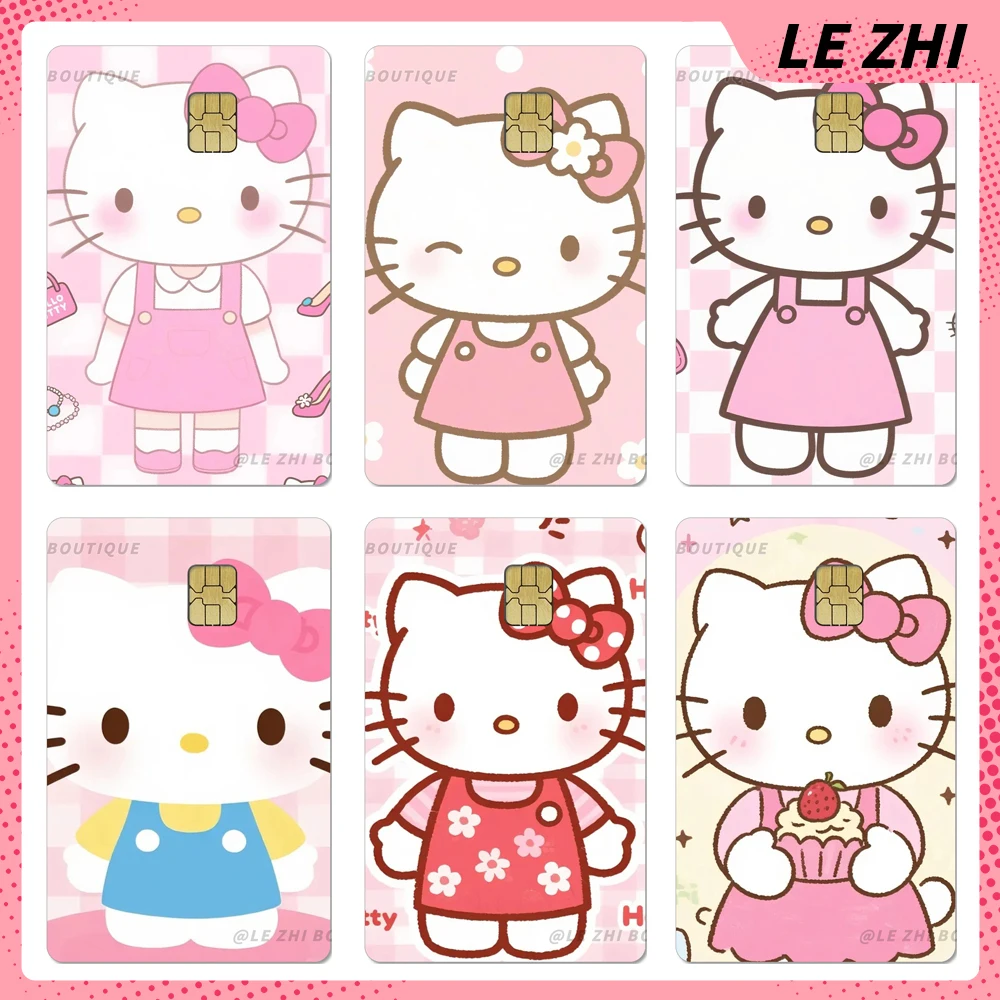

1Pcs Kawaii Sanrio Hello Kitty Cartoon Credit Card Stickers Pvc Bank Bus Card Waterproof Small Chip Protective Film Sticker