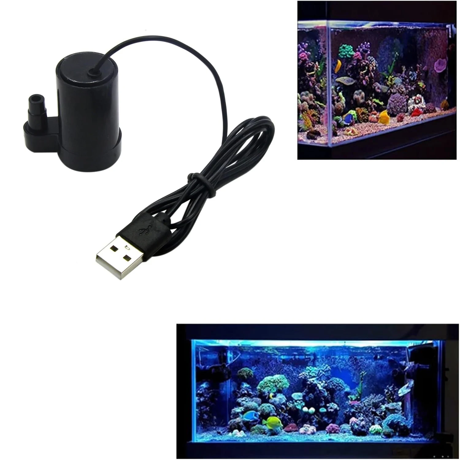 DC 3-5V USB Micro Submersible Mini Low Noise Brushless Water Pump for Aquariums Fish Tank Pond Fountain Hydroponics Garden